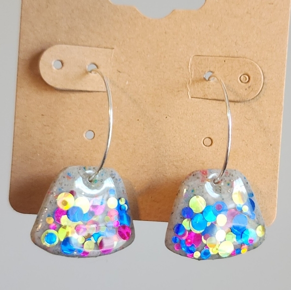 Glitter Clay Hoop Earrings - Picture 2 of 6